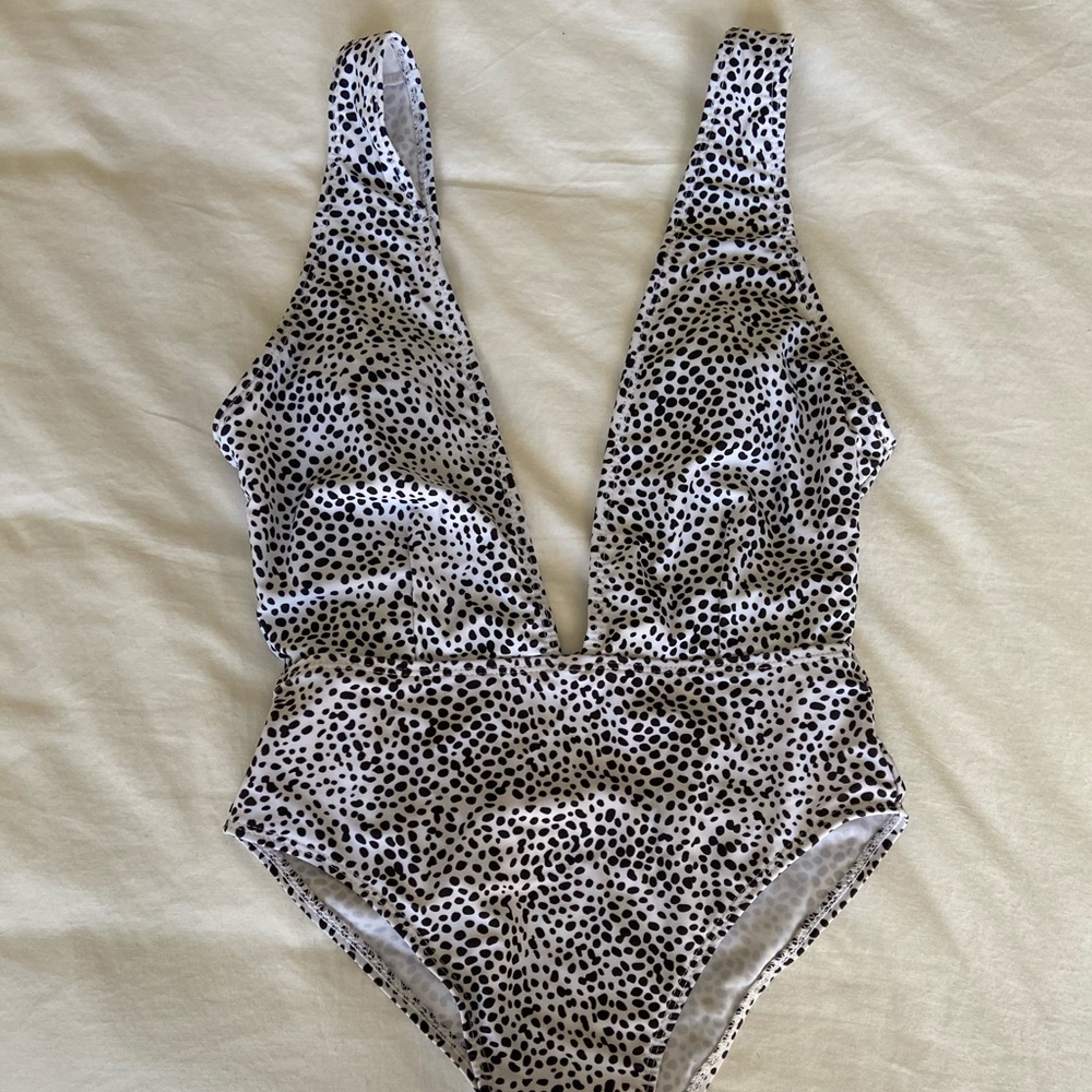 Plunging one piece swimsuit